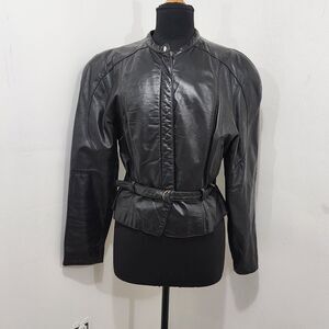 Vintage Leather Loft Cropped Leather Motorcycle Jacket Sz 15/16 Biker Punk Moto